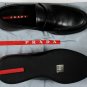 PRADA SHOES $595 BLACK LOGO PENNY VAMP ICONIC SOLE OLD NATURAL LOAFER 7 40e NEW