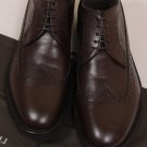 BRUNO MAGLI SHOES $565 DK BROWN CALFSKIN WINGTIP LOGO LUG SOLE BROGUE 11 44e NEW