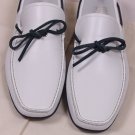 SALVATORE FERRAGAMO SHOES $495 WHITE TIED VAMP CONTRAST STITCH DRIVER 13 46e NEW