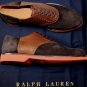 RALPH LAUREN SHOES $595 DARK BROWN DUAL GRAIN HENLEY SADDLE DERBY 10D 43e NEW