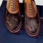 RALPH LAUREN SHOES $595 DARK BROWN DUAL GRAIN HENLEY SADDLE DERBY 10D 43e NEW