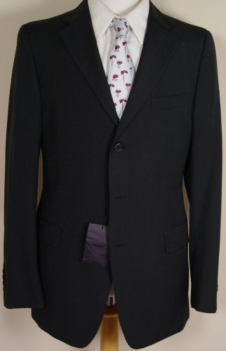 PRADA SUIT $2480 BLACK MICRO-STRIPE 85-WOOL/15-SILK 3-BTN SUIT 42R 52e NEW