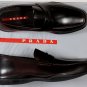 PRADA SPORT SHOES $595 DK BROWN LOGO ICONIC SOLE PENNY LOAFERS 9 42e NEW