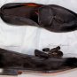 SANTONI SHOES $895 MOKA BROWN SUEDE TASSELED VAMP HANDMADE LOAFER 10.5 43.5e NEW