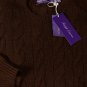 RALPH LAUREN PURPLE LABEL SWEATER $995 BROWN 100%CASHMERE CABLE CREW XXL 56e NEW