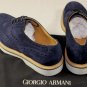 GIORGIO ARMANI SHOES $645 NAVY SUEDE CALF WINGTIP CONTRAST DERBY 9.5 42.5e NEW