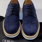 GIORGIO ARMANI SHOES $645 NAVY SUEDE CALF WINGTIP CONTRAST DERBY 9.5 42.5e NEW