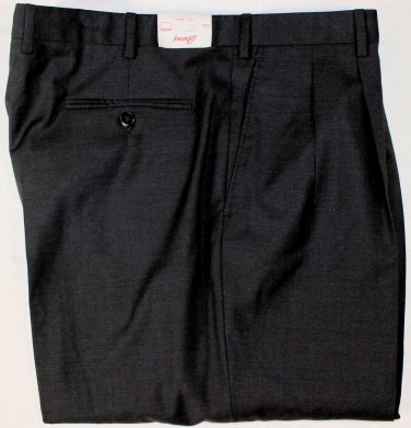 BRIONI PANTS $890 CHAR BLACK WOOL/SILK HANDMADE CANNES DRESS SLACKS 38 54e NEW