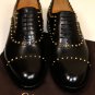 GUCCI SHOES $945 BLACK GOLD SPIKE STUD ACCENTED CAPTOE OXFORDS 10 43 NEW