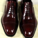 SALVATORE FERRAGAMO SHOES $650 DK RED TOE ORNAMENTED CAPTOE OXFORD 8.5E 41.5 NEW