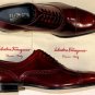 SALVATORE FERRAGAMO SHOES $650 DK RED TOE ORNAMENTED CAPTOE OXFORD 8.5E 41.5 NEW