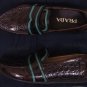 PRADA SHOES $1740 DARK BROWN CROCODILE SKIN TEAL ACCENTED VAMP LOAFER 7 40 NEW