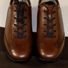 TOD'S SHOES $495 DARK BROWN CALFSKIN LOGO PEBBLED SOLE TRAINER 12 45e NEW