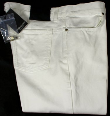 YSL RIVE GAUCHE JEANS $565 WHITE WASH LOGO POCKET FITTED LEG DENIM 38/36 54e NEW