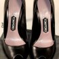 TOM FORD SHOES $810 BLACK CALFSKIN NOTCHED OPEN TOE PUMP 9.5B 39.5 NEW