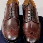 PRADA SHOES $850 DARK BROWN CALFSKIN WINGTIP BROGUE STITCHED DERBY 10.5 43.5 NEW