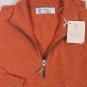 BRUNELLO CUCINELLI SWEATER ORANGE 100%CASHMERE 1/2 ZIP PULLOVER JUMPER L 52e NEW