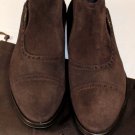 CESARE PACIOTTI SHOES $595 DARK BROWN SUEDE CAPTOE LOGO ORNAMENT BOOT  8 41e NEW
