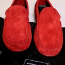 ZEGNA SHOES $565 RED SUEDE CALF LOGO ORNAMENTED VENETIAN VAMP DRIVER 11 44e NEW