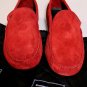 ZEGNA SHOES $565 RED SUEDE CALF LOGO ORNAMENTED VENETIAN VAMP DRIVER 11 44e NEW