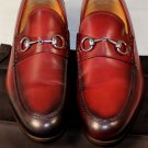 GUCCI SHOES $690 SCARLET CALFSKIN HORSEBIT ORNAMENT VAMP LOAFER 10.5 43.5e NEW