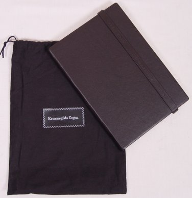 ZEGNA NOTEBOOK $245 DK BROWN LEATHER SIGNATURE CENTENNIAL COLLECTION JOURNAL NEW