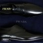 PRADA SHOES $695 BLACK LOGO EMBOSSED LOGO ORNAMNETED HEEL DERBY 9 42e NEW