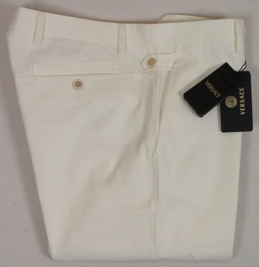 VERSACE PANTS $550 WHITE BUTTONED STRAP POCKET COUTURE SLACKS TROUSER 38 54e NEW