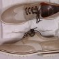 SANTONI SHOES $750 BEIGE LINEN/LEATHER WING TIP LUG SOLE SUMMER DERBY 12 45e NEW