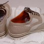 SANTONI SHOES $750 BEIGE LINEN/LEATHER WING TIP LUG SOLE SUMMER DERBY 12 45e NEW