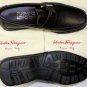 SALVATORE FERRAGAMO SHOES $585 DARK BROWN LOGO ORNAMENTED VAMP 7.5EE 40.5e NEW