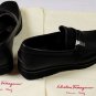 SALVATORE FERRAGAMO SHOES $585 DARK BROWN LOGO ORNAMENTED VAMP 7.5EE 40.5e NEW