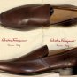 SALVATORE FERRAGAMO SHOES $595 DK BROWN LOGO EMBOSS VENETIAN LOAFER 8.5 41.5 NEW