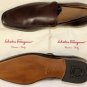 SALVATORE FERRAGAMO SHOES $595 DK BROWN LOGO EMBOSS VENETIAN LOAFER 8.5 41.5 NEW