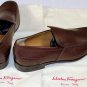 SALVATORE FERRAGAMO SHOES $595 DK BROWN LOGO EMBOSS VENETIAN LOAFER 8.5 41.5 NEW