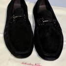SALVATORE FERRAGAMO SHOES $595 BLACK LOGO GANCIO ORNAMENTED DRIVER 7 EE 40e NEW