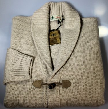 BORRELLI SWEATER $980 MALT WOOL/CASHMERE 3-TOGGLE SHAWL COLLAR CARDIGAN L 52 NEW