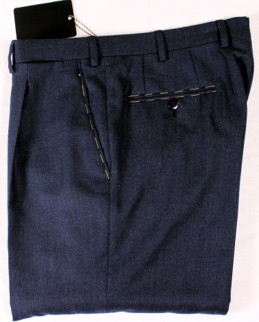 BRIONI PANTS $1690 DARK BLUE/BLACK GLENPLAID HANDMADE DELTA SLACKS 32 48 NEW