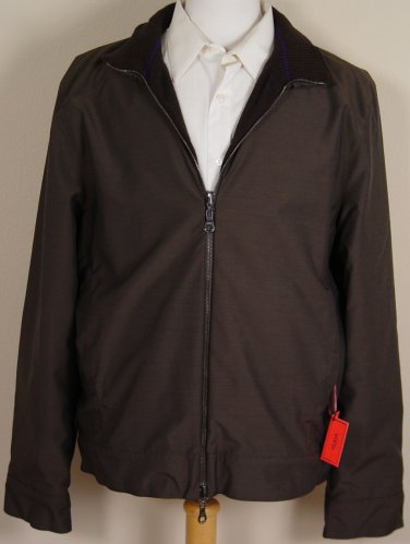 ISAIA JACKET $1950 DK BROWN CASHMERE REVERSIBLE DUAL ZIP BOMBER COAT 40 50e NEW