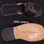 DOLCE & GABBANA SHOES $495 BLACK LOGO BRASS ORNAMNETED LEATHER SANDAL 10 43 NEW