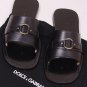 DOLCE & GABBANA SHOES $495 BLACK LOGO BRASS ORNAMNETED LEATHER SANDAL 10 43 NEW