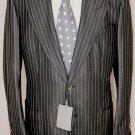 TOM FORD SUIT $5590 DARK BLUE SILK/WOOL HANDMADE 2BTN PINSTRIPE SUIT 40R 52e NEW