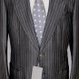 TOM FORD SUIT $5590 DARK BLUE SILK/WOOL HANDMADE 2BTN PINSTRIPE SUIT 40R 52e NEW
