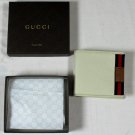 GUCCI WALLET $395 IVORY PEBBLE GRAIN LOGO WEB ORNAMENTED COIN POUCH BILLFOLD NEW