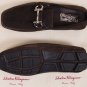 SALVATORE FERRAGAMO SHOES BROWN SUEDE LOGO GANCIO ORNAMENT DRIVER 7 EEE 40e NEW