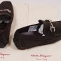 SALVATORE FERRAGAMO SHOES BROWN SUEDE LOGO GANCIO ORNAMENT DRIVER 7 EEE 40e NEW