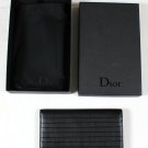 DIOR HOMME WALLET $610 BLACK LEATHER TEXTURED STRIPED LOGO LONG CHINA WALLET NEW