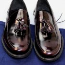 PRADA SHOES $765 CORDOVAN CALFSKIN TASSELED VAMP LOGO ORNAMENT LOAFER 12 45 NEW