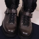 PRADA SHOES $945 DARK BROWN VINTAGE CALF LACED/BUCKLE LOGO HIKING BOOT 12 45 NEW