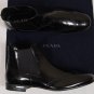 PRADA SHOES $755 BLACK LOGO ORNAMENTED STACK HEEL WING-TIP BOOT 13 46 NEW